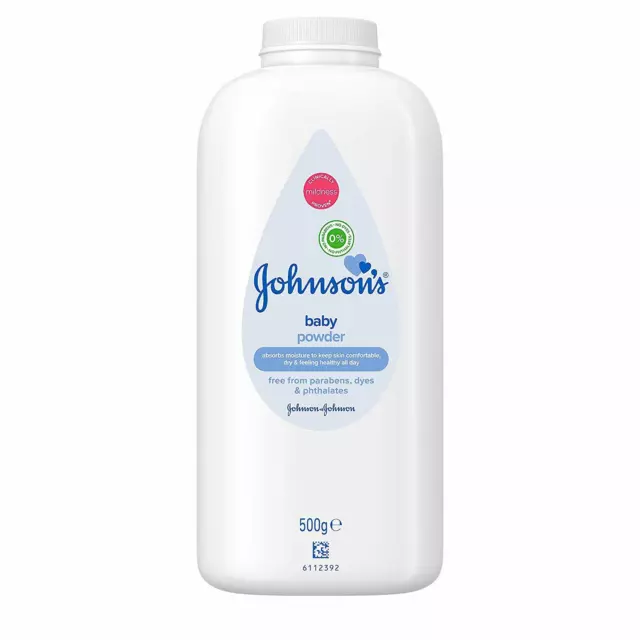2 x Johnsons Baby Powder 500g Each Pure & Gentle Talc No Parabens Dyes Phthalate