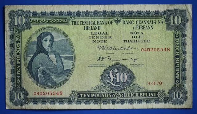 1970 Ireland Irish Eire, Ten Pound £10 Lady Lavery banknote   [28415]