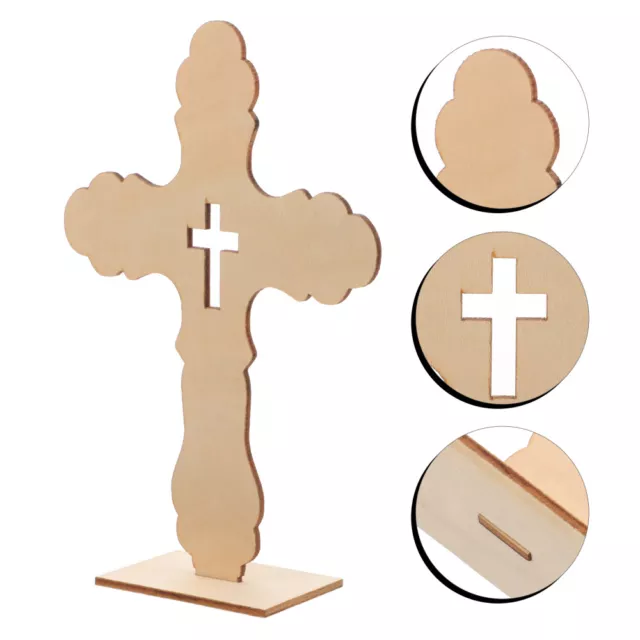 10 Pcs Cross Decoration DIY Wood Material Wooden Ornament Decorations