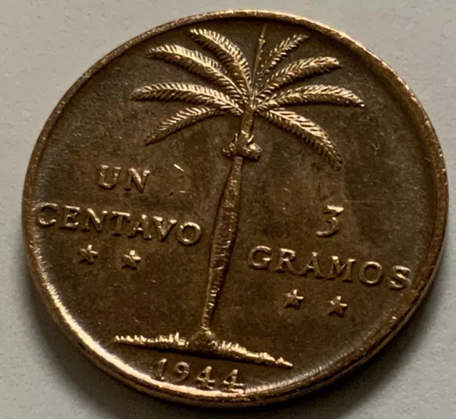 1944 Dominican Republic Un 1 Centavo Hg