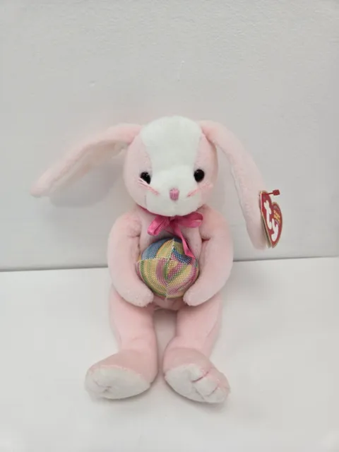 TY Beanie Baby “Eggerton” the Pink Bunny with Easter Egg Retired MWMT (7 inch)