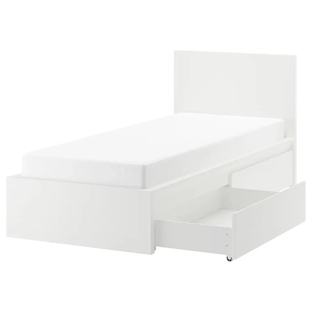 IKEA MALM SINGLE Bed With Drawers & Silent Night Mattress £90.00