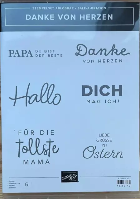 Stampin Up! Danke von Herzen, ni. mehr bestellbar OVP, benutzt! Sale-A-Bration