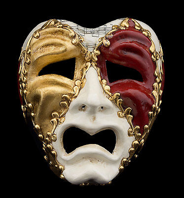 Mask from Venice Face Volto Paper Mache Musica White Tragedy Weeping 2277 GT4