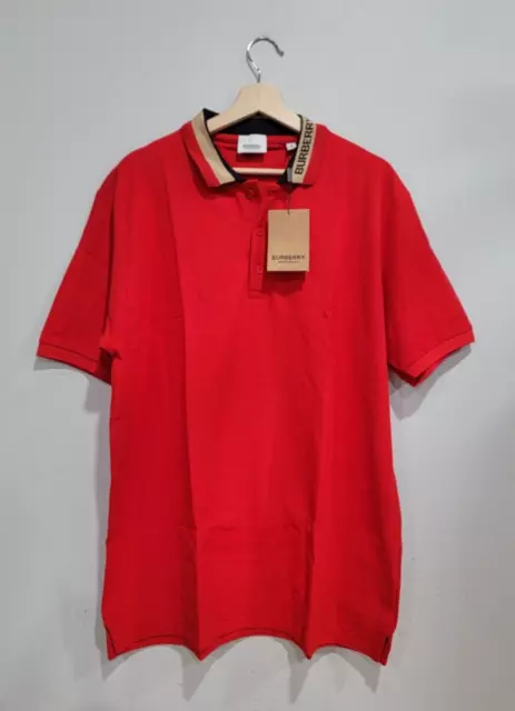 Burberry London England Men Short Sleeve XL Polo Embroidered Nova Red Shirt
