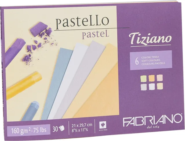 Fabriano Tiziano 46021297 Pastel Paper Pad A4 - 30 Sheets - 6 Soft Colours - 160