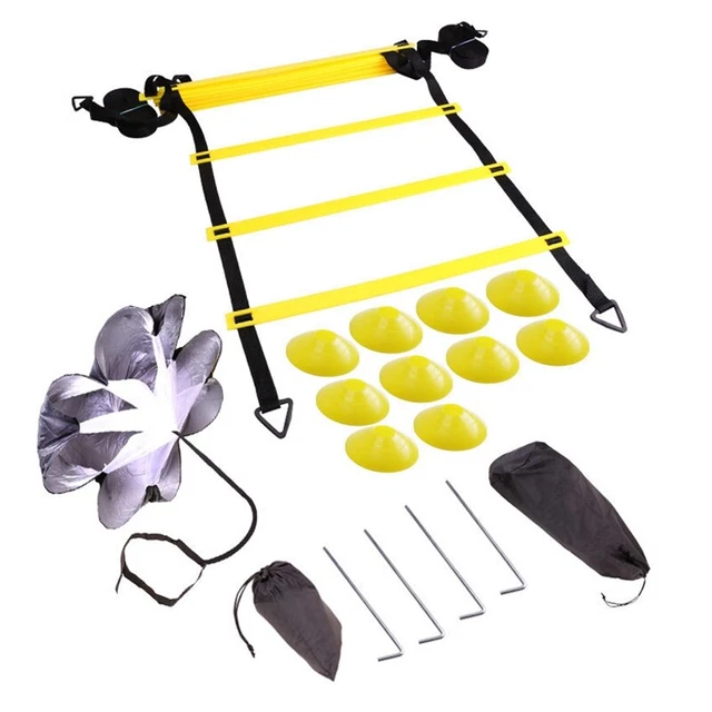 Kit D'entraînement Football ZTWLEED – Échelle 6 M, 40 Cônes, Parachute De Résistance – Pour Adultes Et Enfants