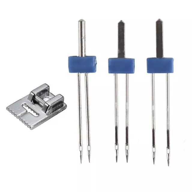4 un. agujas dobles para máquinas de coser máquinas de coser - ranuras - pintuck - prensa para