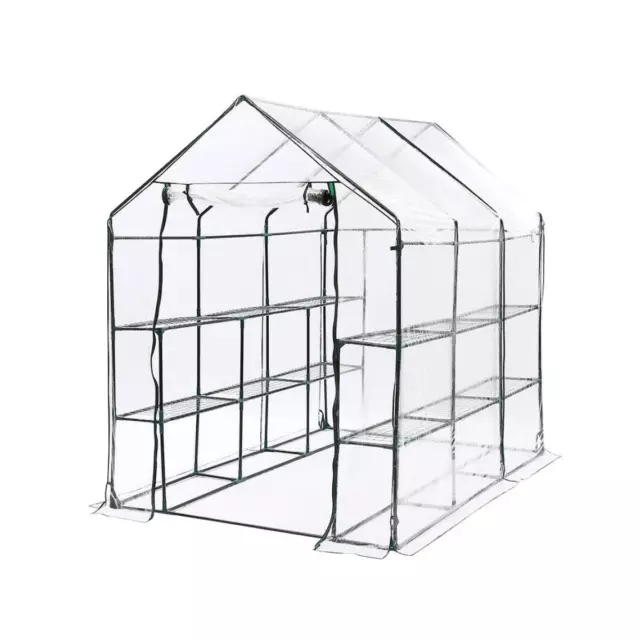 Garden Greens Greenhouse Walk-In Mega Sized Shed 3 Tier Solid Structure 1.95m