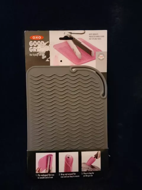 OXO Good Grips Silicone Pad Mat Hot Styling Tool Hair Gray Flat Iron Curling New