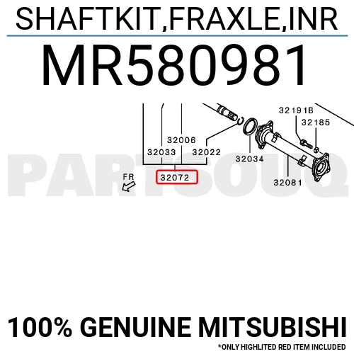 MR580981 Genuine Mitsubishi SHAFTKIT,FRAXLE,INR OEM