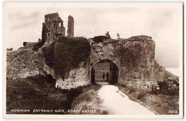 Corfe Castle Dorset Norman Entrance Gate - Vintage Real Photo Postcard M17