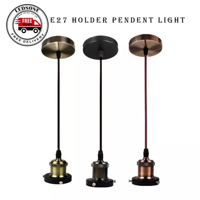 E27 Holder Pendant Ceiling Rose Fabric Flex Hanging Lamp Fitting Lighting Kit UK