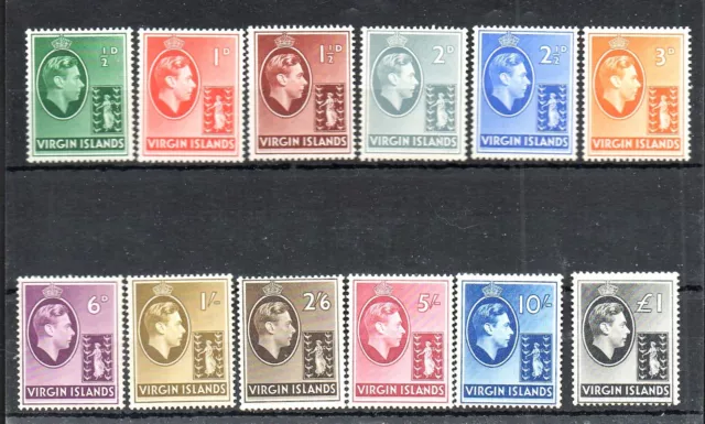 Postage Stamps British Virgin Islands 1938 KGVI Definitives (12v) SG110/121  M/M