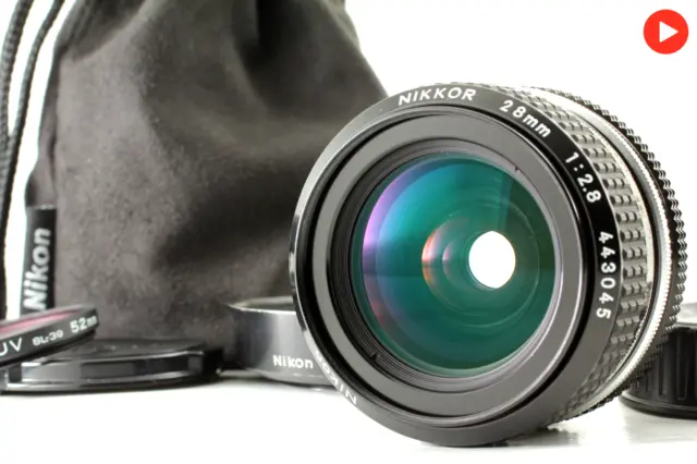 Video Tested [MINT w/Hood] NIKON Ai NIKKOR 28mm F/2.8 MF Wide Angle Lens JAPAN