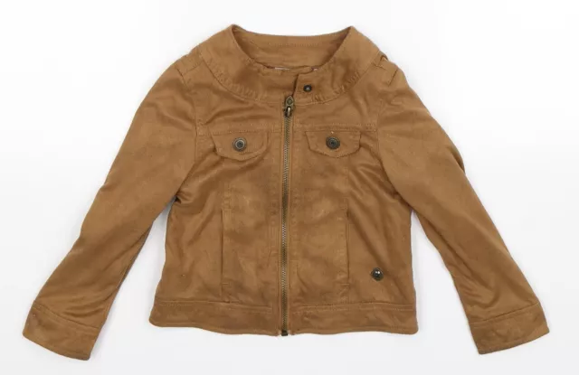 Preworn Girls Brown Jacket Size 2-3 Years Zip