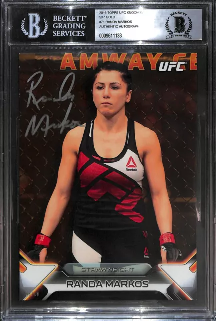 Randa Markos Signed 2016 Topps UFC Knockout 5x7 Gold Card 71 BAS Beckett COA /10