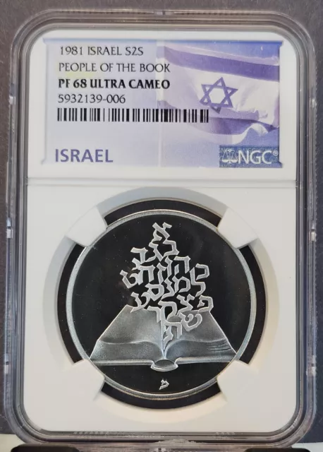 1981 Israel Silver 2 Sheqalim S2S People Of The Book Ngc Pf 68 Ultra Cameo