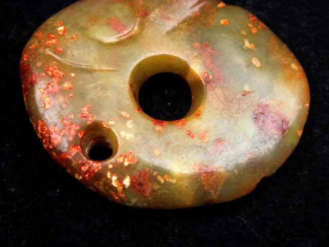 Old Nephrite Jade Stone Carved HongShan Culture Monster Head w/ Horn  #10312307 3