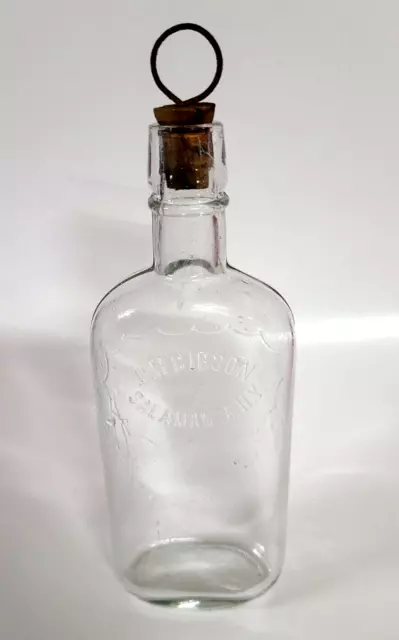 ANTIQUE C.R. GIBSON Pre-Pro Clear Whiskey Bottle Flask w/Cork Salamanca ...