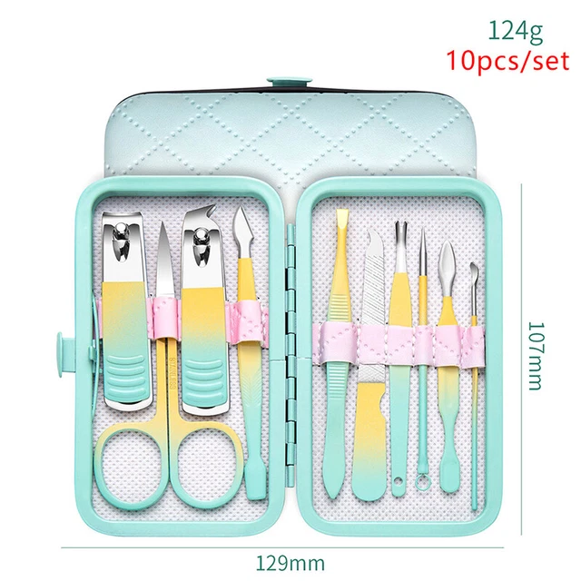 10/12/18Pcs Stainless Steel Nail Clippers Set Manicure Tools With Case EI