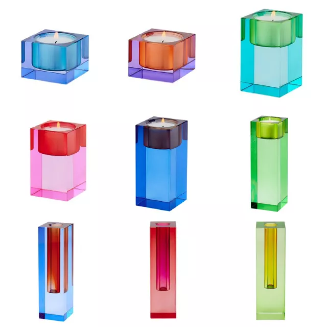 Vase Kerzenständer bunt Kristall Glas Teelichthalter Kerzenhalter Deko Design