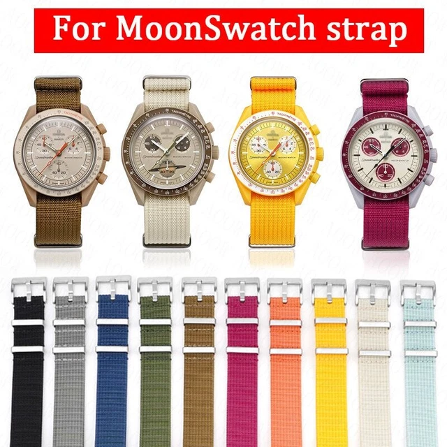 Cinturino orologio NATO NYLON 20mm strap per Omega X Swatch MoonSwatch nero blu