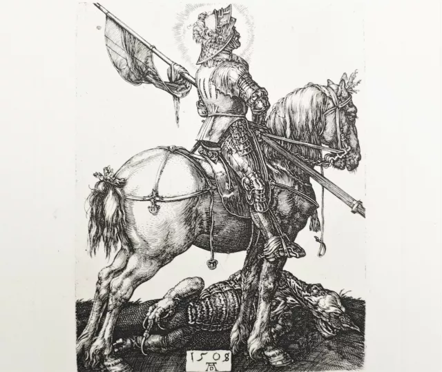 Kupferstich-Faksimile A.Dürer: St. Georg & Drache, Reichsdruckerei Berlin, 1921 2