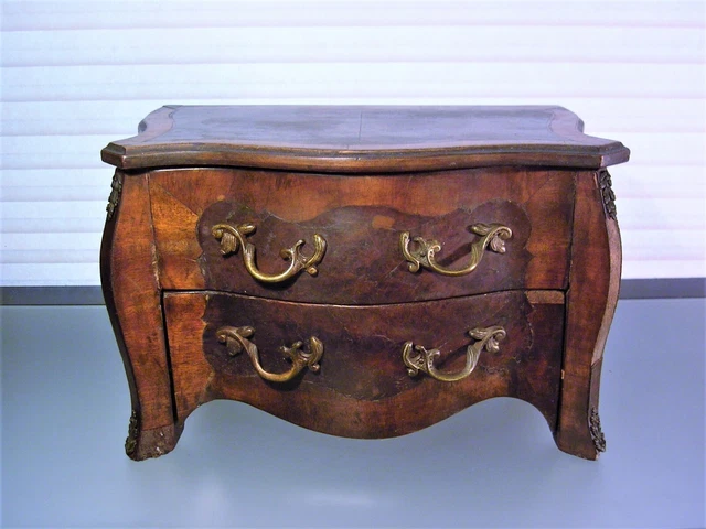 Antique Louis XV Style French Wood Miniature Chest Tea Caddy?