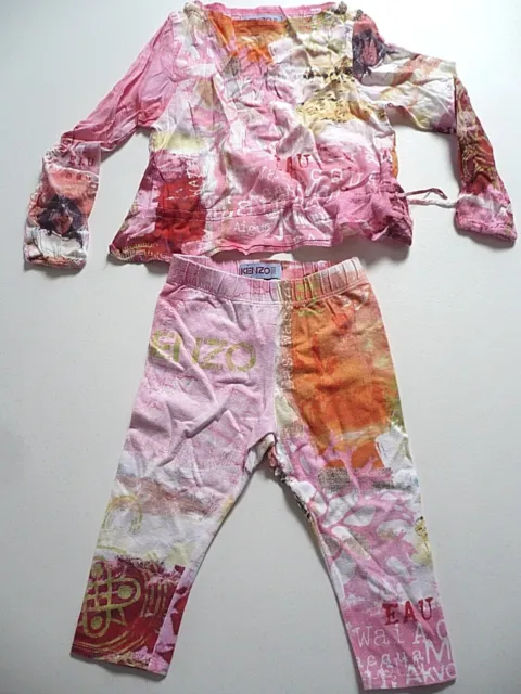 Ensemble KENZO Junior 2 ans haut / blouse + son legging imprimé coloré fille