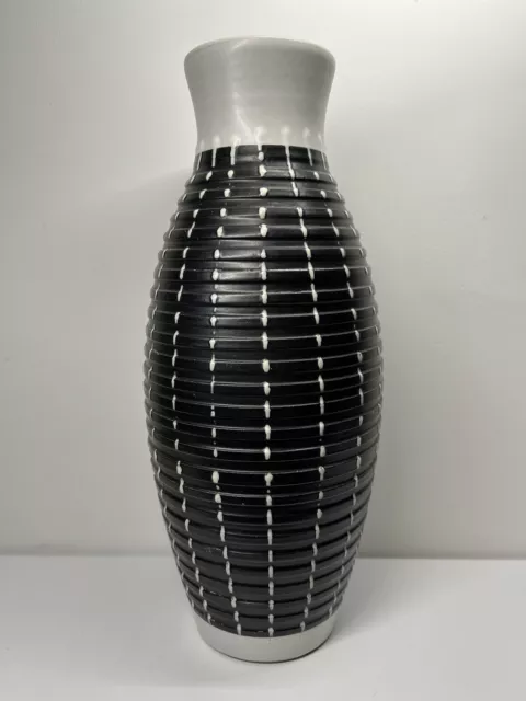 Large Mid-Century Denby Black and White Burlington Vase