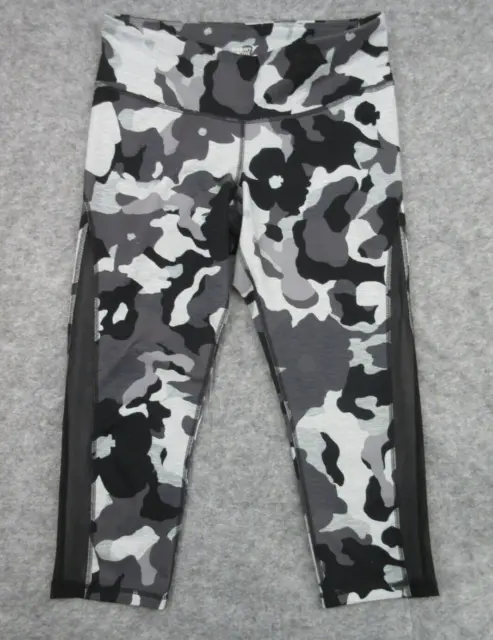 Old Navy Active Leggings Large Camo Gray Cropped Mesh Go Dry Yoga Athleisure