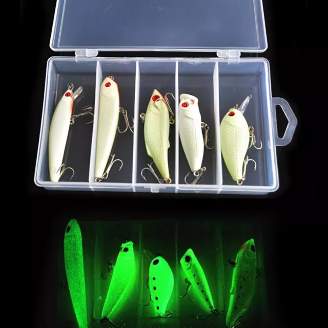 Fishing Lure Bait Kit Luminous VIB Popper Crank Minnow Pencil Glow Lures 5 .ar