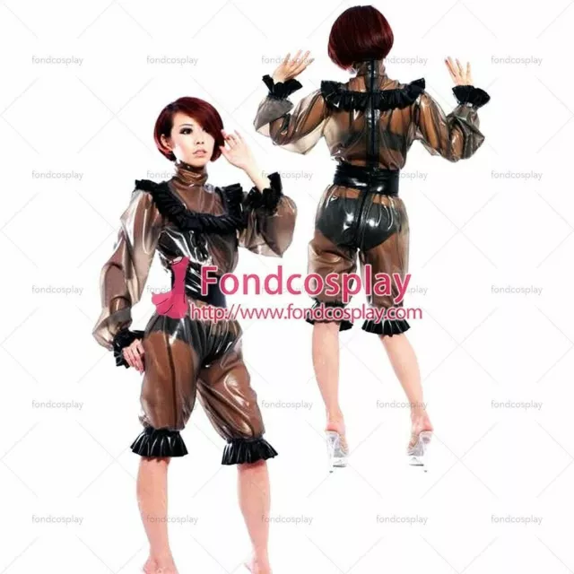 adult cross dressing sissy maid PVC dress lockable rompers