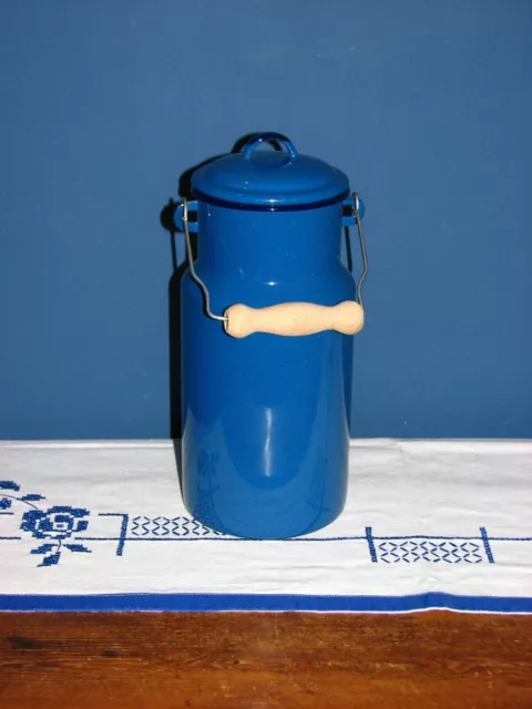 Münder-Email  Kanne  Emaille  Milchkanne   blau   2 Liter   Vintage  Deko