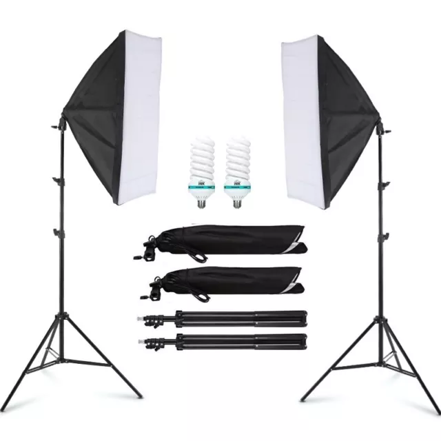 2pcs Photography Studio Softbox E27 Continuous Lighting Soft Box Light Stand Kit