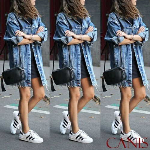 Women Denim Long Jacket Full Sleeve Casual Loose Coat Large Size Sreetwear New