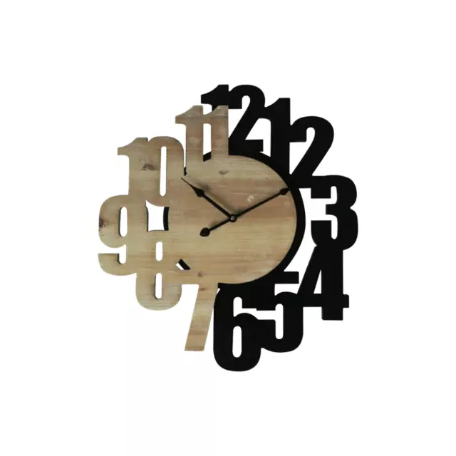 Orologio da parete Intagliato Orologi A Muro in Legno Marrone Nero 56,5x4,5x50