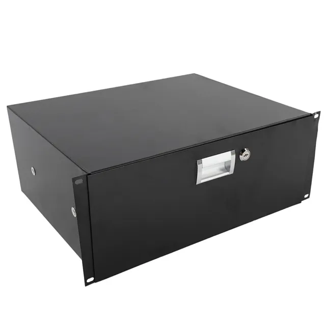 19 Black DJ Drawer Equipment Cabinet-4U Steel Plate Keys-Included