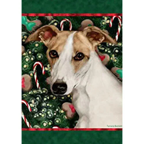 Christmas Holiday Garden Flag - Fawn Whippet 140621