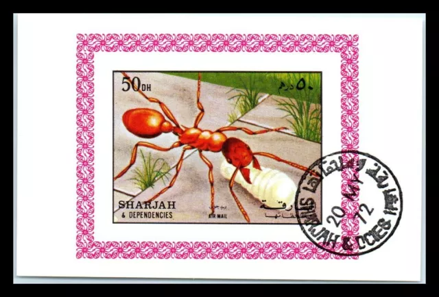 1972 SHARJAH / UAE Souvenir MINI Sheet - Insect "2" P1