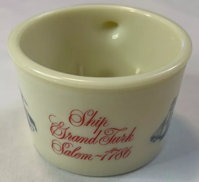 Vintage Old Spice Shulton Shaving Mug Custard Glass Ship Grand Turk Salem 1786