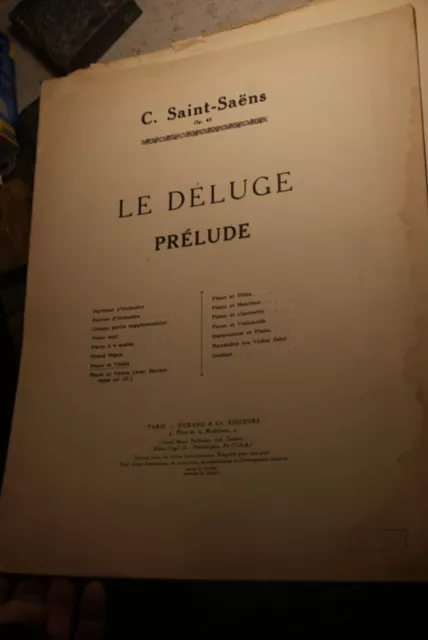 C. Saint-Saëns Le Déluge prélude partition piano editions Durand