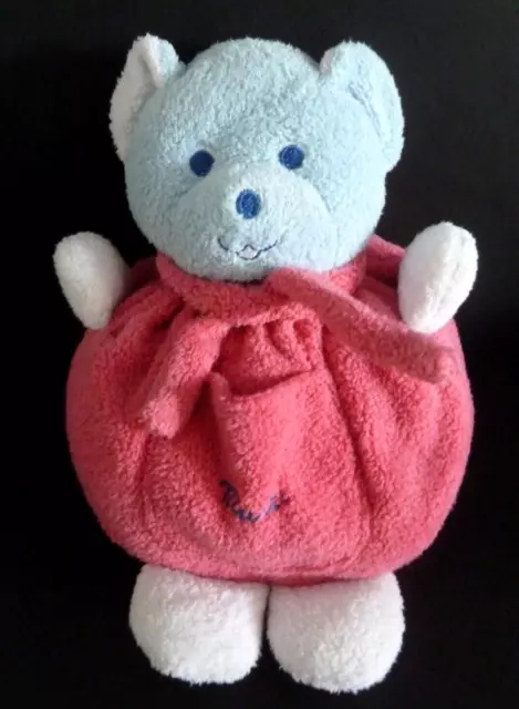 T1. DOUDOU PELUCHE BOULE MUSTI DE MUSTELA OURS rose bleu blanc 18/21cm* - TTBE