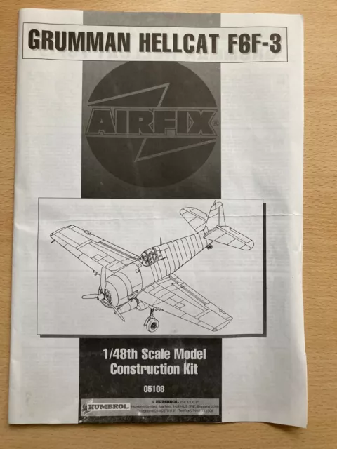 Airfix 1/48 scale Grumman Hellcat F6F-3 model kit, complete but NO BOX