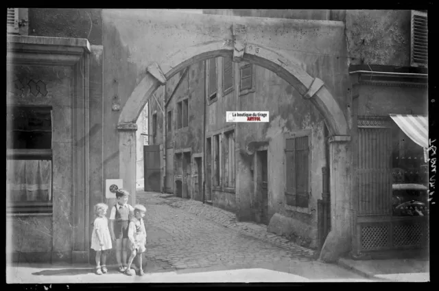 Thionville, Straße Gebrannt, Platte Gläser Foto, Negativ Schwarz & Weiß 10x15 CM