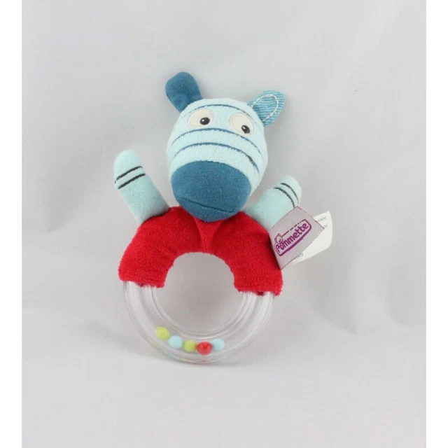 Doudou hochet ane zébre bleu POMMETTE - 17113