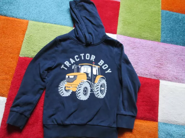 Kinder Jungen Langarm Sweatshirt mit Kapuze; Gr: 134; Druck: Traktor;  -NEU NEU-