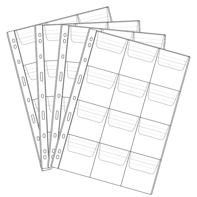 12 Pocket Coin Pages, 10 Sheets Plastic Coin Holders Stamp Collector Supplies