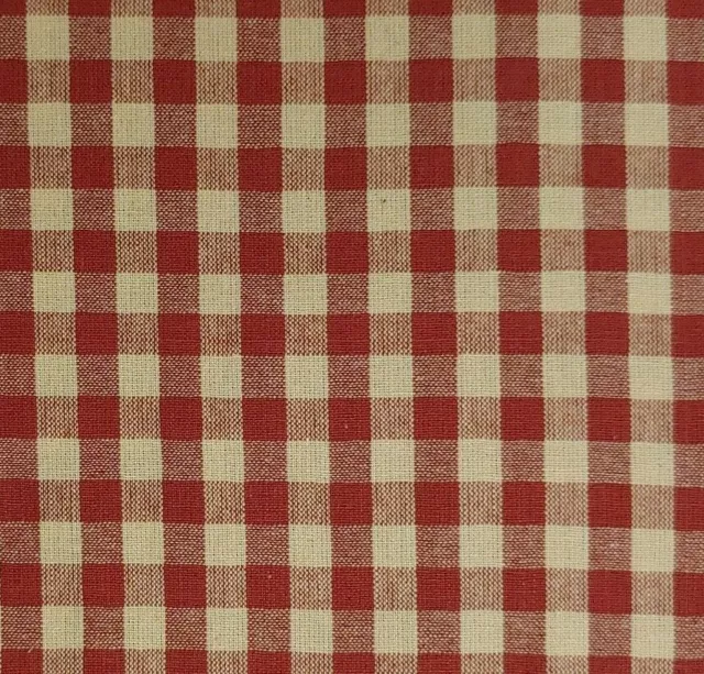 Homespun Fabric Red Check 141 Cotton Red Natural BY THE YARD Free Ship